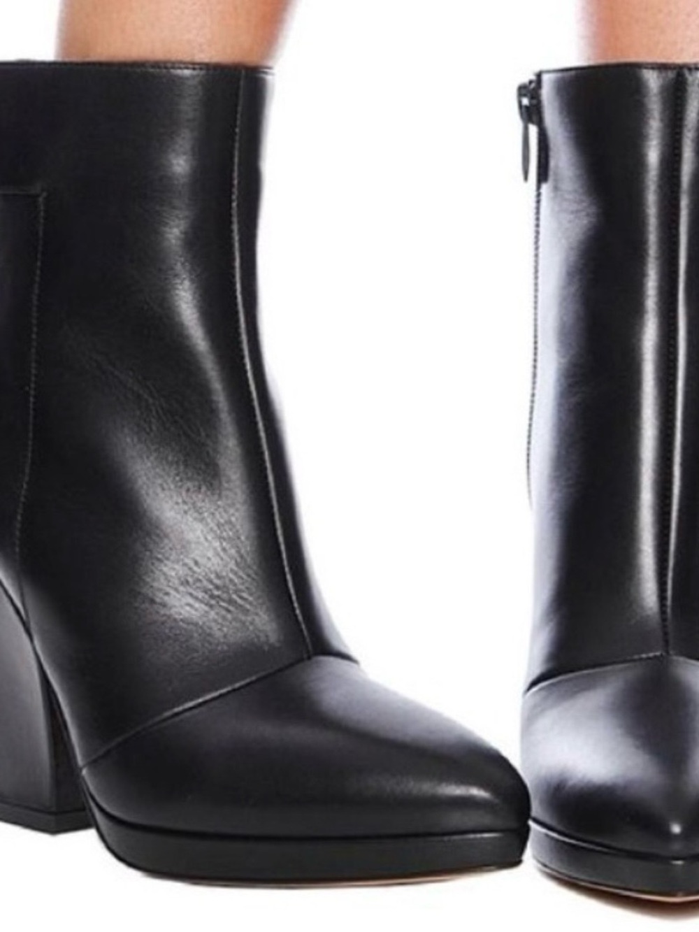 Vince Luisa Louisa Women’s Black Leather Heeled Ankle Booties Size USA 6M EUR 36